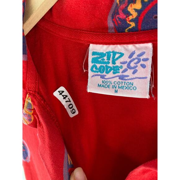 ZIP CODE Dress M Fish Shell Print Popover Maxi Sleeveless Jersey Cotton Red - Picture 15 of 15